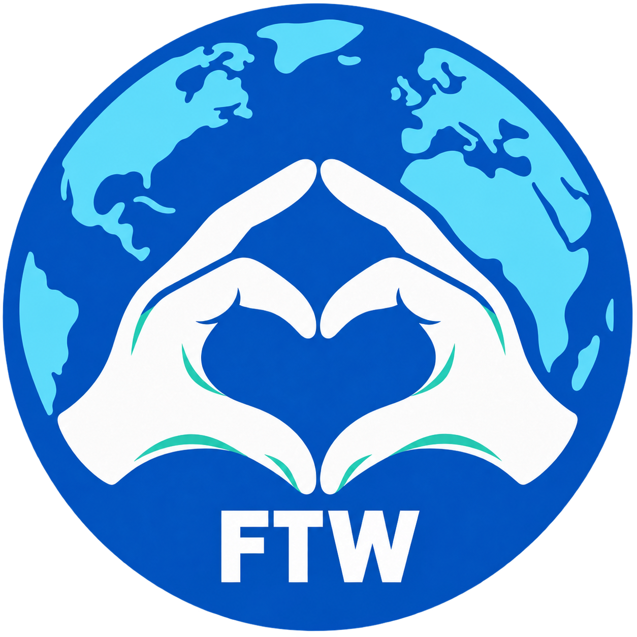 Fair The World hands and heart globe logo